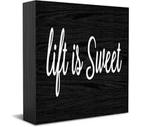 Lift Is Sweet Home Office Decor Wooden Box Sign, Decorative Positive Office Desk Accessories Wood Plaque Wood Table Sign For Tv Cabinet Shelf 5 X 5 Inch