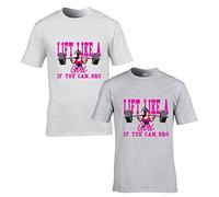Lift Like A Girl if You Can Bro Funny Weightlifting T-Shirt Fitness Gym Women Funny T-Shirt Ladies Adults Tee Top White