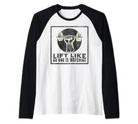 Lift Like No One is Watching Barbell Gym Personal Trainer PT Raglan Baseball Tee