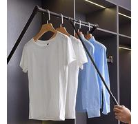 Lift Pull Down Hanger Rod - Adjustable Width Clothes Hanger Rod, Double Buffer Adjustable Closet Clothes Rail, Hanger Rail For Cabinet Soft Return, Easy Install Wardrobe Organ,Brown-830-1150mm