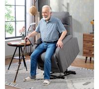 HOMCOM Lift Recliner Armchair, Electric Recliner Chair with LED Magnifying, Grey - Grey
