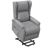 Lift Recliner Chair Grey Linen Fabric 72.5L x 94W x 109H cm Steel Power Electric