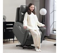 Overstuffed Riser and Reclining Chair with USB Ports, Remote, Grey HOMCOM Dark Grey One Size