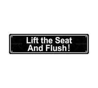 Lift the Seat And Flush Toilet Rule ATTENTION Metal Tin Street Sign Bar Cafe Garage Cave Home Room Wall Bathroom Farmhouse Garden Porch Patio Decor, 16 x 4 Inch