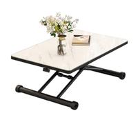 Lift Top Coffee Table Converts to Dining Table, Height Adjustable Folding Table with Wooden Tabletop and Sturdy Cross Metal Legs (Color : A, Size : 90 * 60 * 10-71cm)