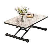 Lift Top Coffee Table Converts to Dining Table, Height Adjustable Folding Table with Wooden Tabletop and Sturdy Cross Metal Legs (Color : A, Size : 90 * 60 * 10-71cm)