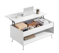 Lift Top Coffee Table with Hidden Compartment, Matte White