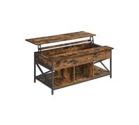 Lift-Top Coffee Table with Hidden Storage, Rustic Brown + Black / 60 x 120 x (48-62) cm