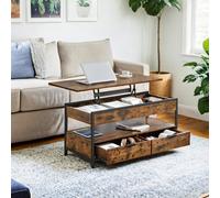 Lift Top Coffee Table with Storage Drawers, Rustic Brown + Ink Black