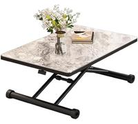 Lift-Up Coffee Table with Adjustable Height, Converts to Dining Table, Folding Design, Sturdy Metal Legs, Wooden Top, Size: 120x60x10-71 cm, Modern Home Furniture
