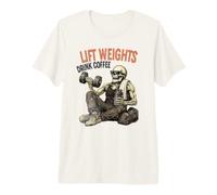 Lift Weights Drink Coffee Skeleton Gym Workout Premium T-Shirt