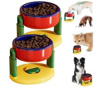 Liftable Suction Cup Pet Bowl, Adjustable Height Food and Water Dish for Cat Dog, Dog Non-Skid & Non-Spill Food and Water Dish, Cat Easy to Clean Durable Design Feeder (Red, 2pcs)
