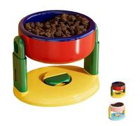 Liftable Suction Cup Pet Bowl, Adjustable Height Food and Water Dish for Cat Dog, Mess Free Feeding Feeder, Protect Cervical Spine, Non-Skid & Non-Spill (Red)