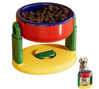 Liftable Suction Cup Pet Bowl, Adjustable Height Food and Water Dish for Cat Dog, Non-Slip Raised Feeder for Small Medium Large Pets, Easy to Clean (Red)