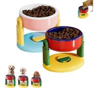 Liftable Suction Cup Pet Bowl,Adjustable Height Food and Water Dish for Cat Dogs, Non-Slip Elevated Dog Cat Food Water Dish, Easy to Clean, Durable Designfor Small Medium, and Large Pets (Red+Pink)