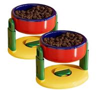 Liftable Suction Cup Pet Bowl, Anti Spill Pet Food Water Bowl, Adjustable Height Slow Feeder and Water Dish for Cat Dog, with Suction Cup Base (2PCSB)