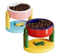 Liftable Suction Cup Pet Bowl, Anti Spill Pet Food Water Bowl, Adjustable Height Slow Feeder and Water Dish for Cat Dog, with Suction Cup Base (2PCSA)