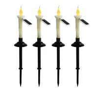 LIFTATAPA 4Pcs Solar Taper Candles with Holders, Waterproof LED Candles Light Rechargeable Tapered Candlesticks with Dusk to Dawn Light Sensor for Outdoor Garden Patio Decor
