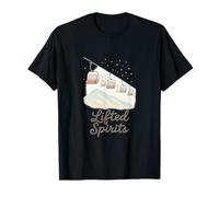 Lifted Spirits | Whimsical Ski Lift Mountain Scene Skiing T-Shirt