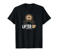 Lifted Up John 12:32 Christian Cross Faith Scripture T-Shirt