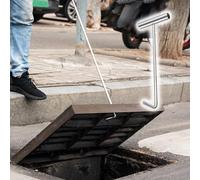 lifting hooks, Stainless Lifters Versatile Cover Lift, Steel T-Handle Hook Manhole Drain Sewer 8 mm(60 cm(23 5/8"))