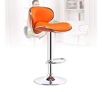 Lifting Rotating Bar Stool with The Foot Of The Modern Bar Chair with Backrest PU Leather Closet High Stools for Restaurants and Bars(Color:Orange)