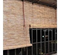 Lifting Shutters Easy Hang Bamboo Roller Blinds for Windows Anti-UV Bamboo Blinds Privacy Partition Straw Curtain, Natural Retro Reeds Curtain for Garden Cordless