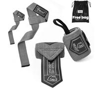 Lifting Straps & Wrist Wraps (Bundle) Superior Support for Weightlifting & Gym Workouts Training - Men and Women (Solid Gray)
