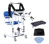 Lifting Transfer Chair for Patients, 4-in-1 Multifunctional Mobility Aid, Height Adjustable Wheelchair for Elderly, Disabled, Home Care & Nursing Use
