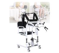 Lifting Transfer Chair for Patients, 4-in-1 Multifunctional Mobility Aid, Height Adjustable Wheelchair for Elderly, Disabled, Home Care & Nursing Use