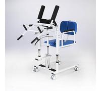 Lifting Transfer Chair for Patients, Hydraulic Lifting Nursing cart for The Elderly with a 180° Split seat, Chair(Blue)