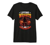 Lifting Weights and Expectations Motivational Gym Workout Premium T-Shirt