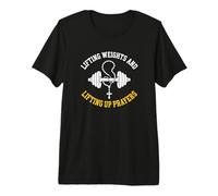 Lifting Weights and Lifting Up Prayers Christian Bodybuilder Premium T-Shirt