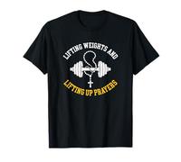 Lifting Weights and Lifting Up Prayers Christian Bodybuilder T-Shirt