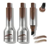 Liftique Brow Brush, 2PCS Liftique - Instant Brow Brush, Liftique Brow Fection Brush and Dip, Long Lasting Waterproof Brow Pen, Creates Natural Looking Brows Effortlessly (Brown+Tea Brown)