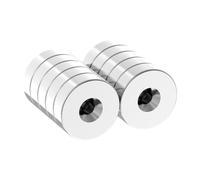 Liftsun N42 Rare Earth Ring Magnets - 7/8" D x 1/4" H - 10 Pack with #8 Screw Countersunk Hole, Strong Neodymium Mounting Magnet with Hole for Tool, Craft and Cabinet, 7/8 Inch Countersunk Magnets