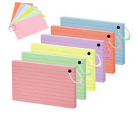 Lifuncren 300PCS Ruled Lined Index Cards, 3x5 Inches Blank Flash Cards with 6 Metal Binder Rings, Hole Punched Flashcards, Assorted Colored Cue Cards, Study Notecards for School Office Home (005)