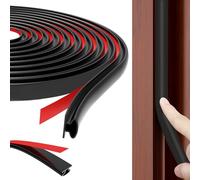 Lifuncren 6M/20FT Rubber Weather Stripping Door Seal Strip, D-Type Self-Adhesive Door Soundproofing Strip, Silicone Weatherstripping for Doors, Insulation Tape for Door Windows Gap (Black)
