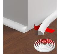 Lifuncren Flexible TPE Quadrant Trim, 3 M Self-Adhesive Wall Moulding Trim, Peel and Stick Caulk Strip, Countertop Corner Trim, Edging Strip for Wall Corner, Tile Edge, Cabinet, Floor (White)
