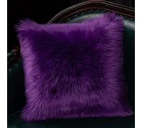 Lifup 1 Pack Soft Fluffy Faux Fur Decorative Throw Pillow Cover, Cozy Cushion Case for Couch Sofa Bed Bedroom Car Living Room Single Side Faux Fur Purple 20 x 20