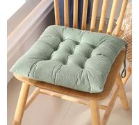 Lifup 4 Pack Corduroy Chair Cushion with Ties Ultra Soft Warm Floor Cushion, Square Tufted Chair Pads, Soft Comfort Chair Mat Pillow Cushions for Kitchen Dining Office Chair Green 15.7 x 15.7 Inch
