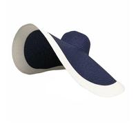 Lifup Oversized Sun Straw Hat for Women, UPF 50+ Floppy Wide Brim Summer Hat, Foldable Packable Roll up Beach Cap Blue White