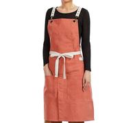 Lifup Pottery Apron Split Leg with Adjustable Straps, Cotton Canvas Cross Back Apron with Pockets for Cooking Orange