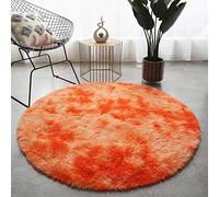 Lifup Round Fluffy Soft Area Rug, Tie Dye Plush Shaggy Circular Carpet for Living Room Bedroom Home Décor Orange 2.0 Feet