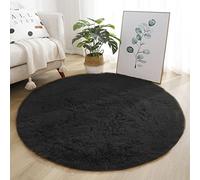 Lifup Soft Fluffy Round Area Rug, Cozy Plush Shaggy Circle Carpet for Living Room Bedroom Home Décor Black 3.9 Feet