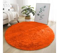 Lifup Soft Fluffy Round Area Rug, Cozy Plush Shaggy Circle Carpet for Living Room Bedroom Home Décor Orange 3.3 Feet