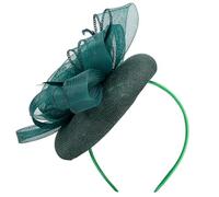 Lifup Women's Derby Hats Elegant Tea Party Headwear Straw Fascinator Hats with Floral Feather for Cocktail Church Wedding Green
