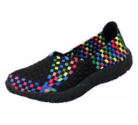 Lifup Women's Sidewalk Slip on Flat Elastic Woven Walking Shoes Lightweight Breathable Mesh Walking Sneakers Running Shoes Multicoloured 4