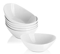LIFVER 16 Ounce Cereal Bowls, Porcelain Dessert Bowls, Bowl Sets of 6 for Dessert, Rice, and Salad, White