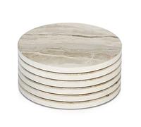 LIFVER Coasters for Drinks, Absorbent Drink Coasters Set 6 Pcs, Absorbent Coasters Set with Cork Base for Coffee Table, Home Decor, Housewarming Gift for Women, Marble Style